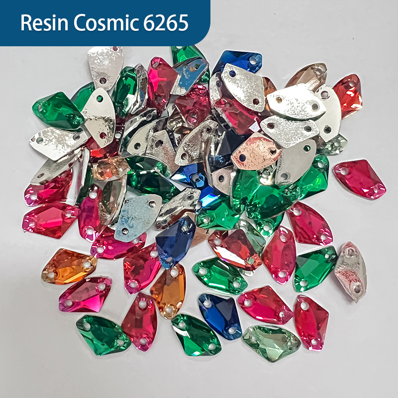 OLeeya Sew on Rhinestone Resin Crystals Gems with Hole Silver Prong Setting Flatback Claw Mix Shape Mix Size for DIY Crafts Dress Clothes Shoes Bag Decorations