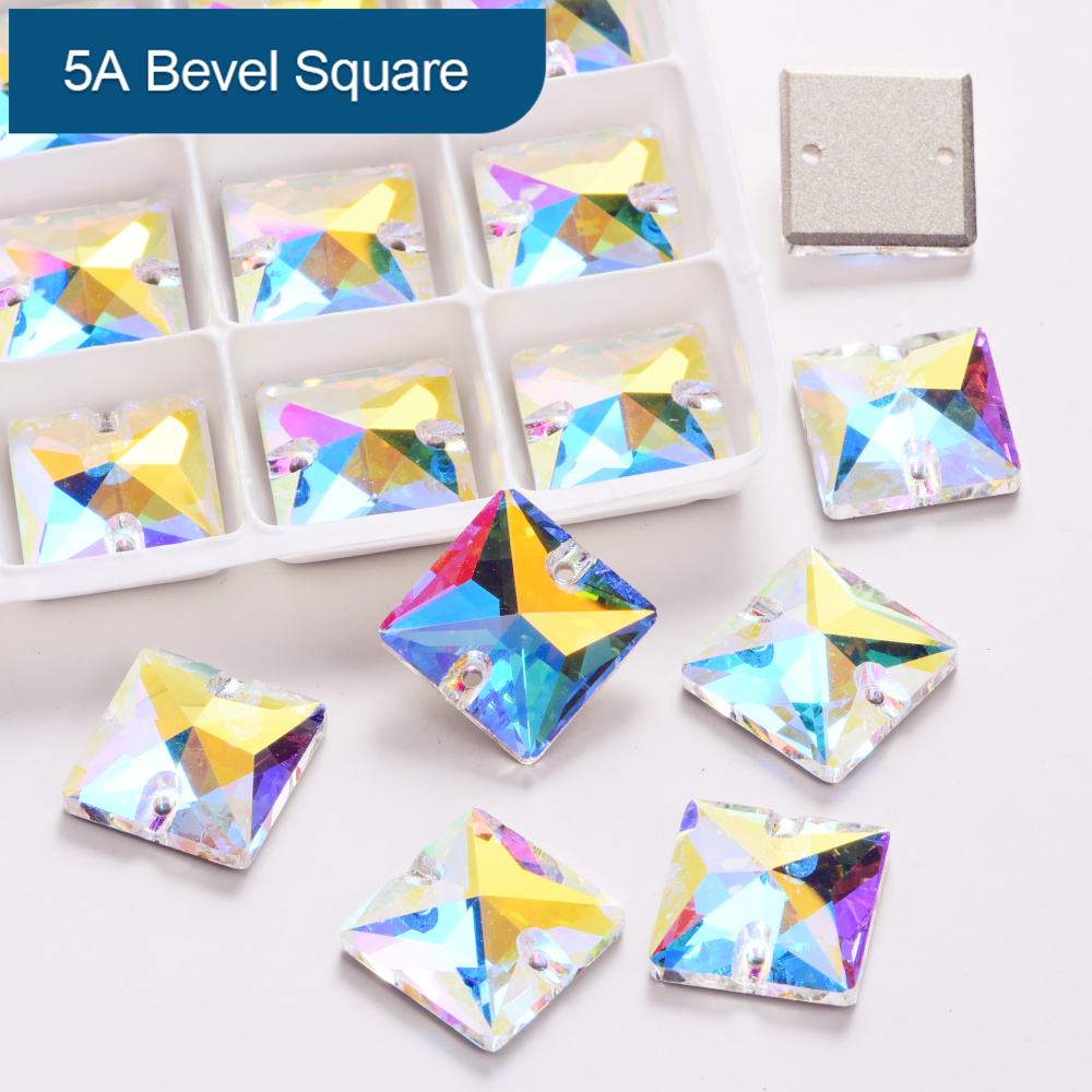 Oleeya Wholesale Top Quality Square Crystal AB Sew On Rhinestones FactorySewing Stones for Clothing