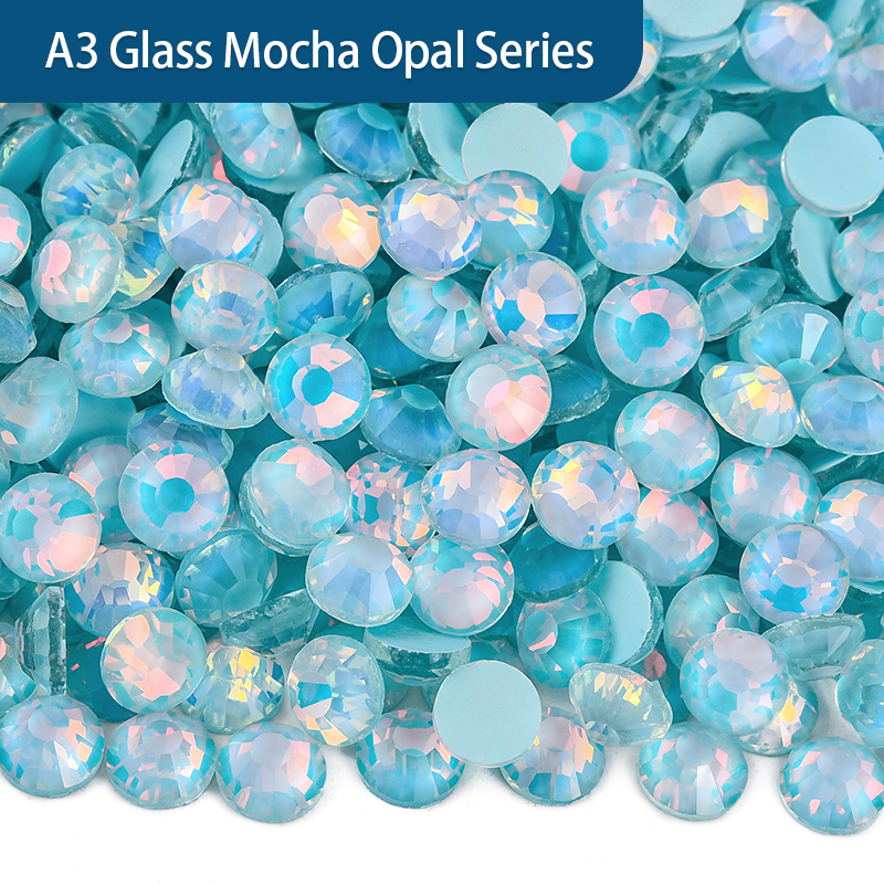 OLeeya Glass Mocha Opal Series FlatBack Glass Rhinestones Non Hotfix Rhinestones Nail In Stock For DIY Tumblers
