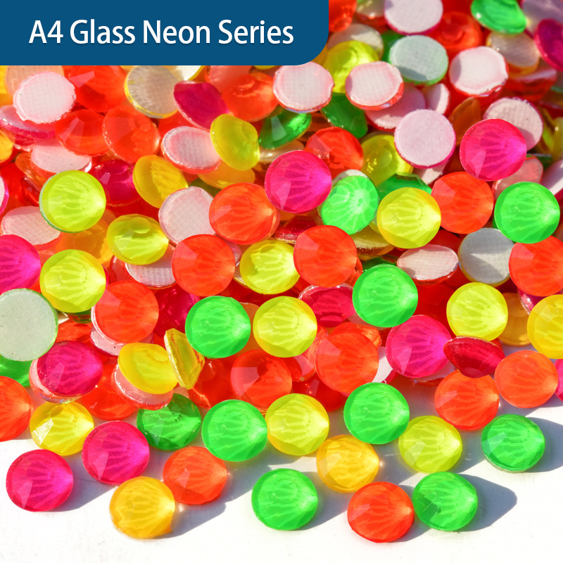 OLEEYA Glitter Neon Hot Fix Rhinestones Strass Iron on Rhinestone Diamond DIY Sewing Accessories Crystals for Dress