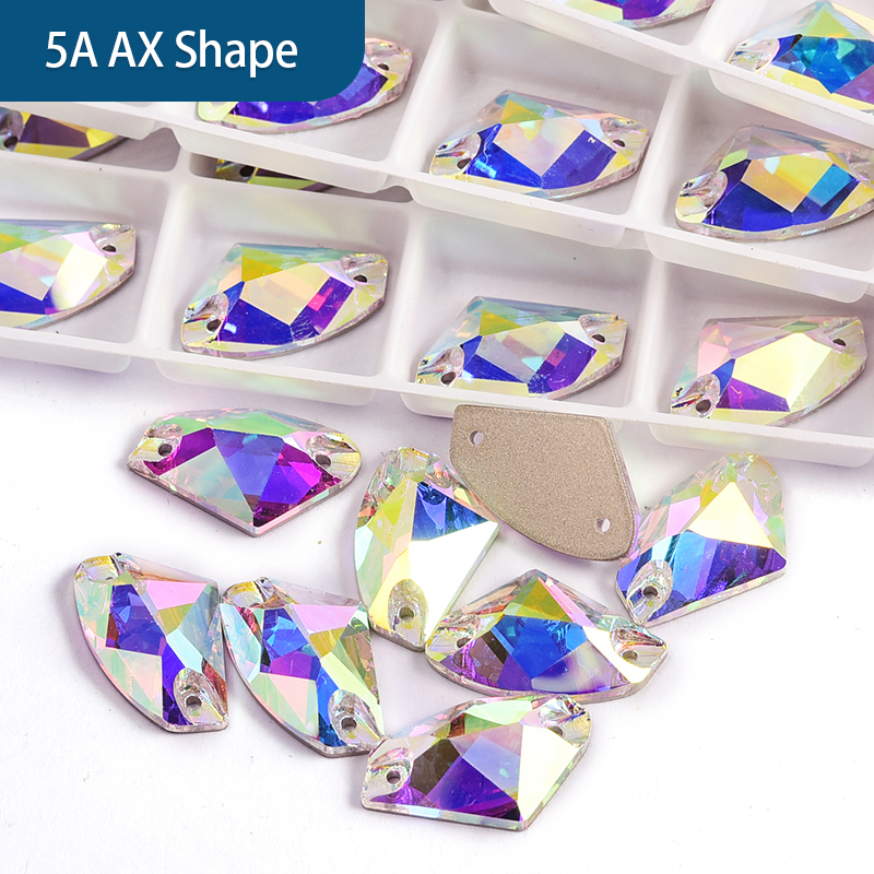 OLeeya 5A Quality Colorful Mixed Flatback Glass Sew on Rhinestone Cosmic Shape Rhinestones for Show Party Gemstone Clothing