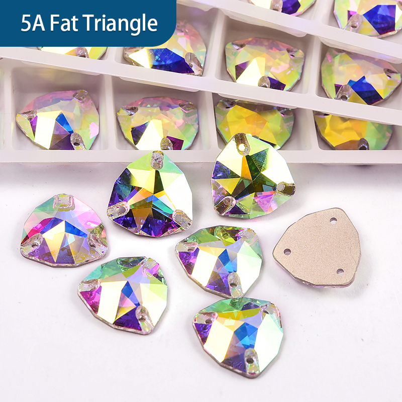 Oleeya sewing Gems Fat Triangle Shape Sewing Crystal Sew On Rhinestones with  Holes for Clothes Sewing Beads Decorations