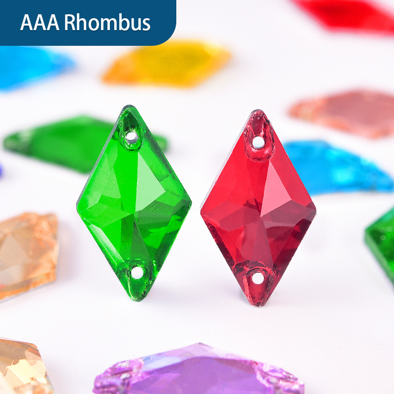 OLeeya AAA quality flat back all sizes and colors Rhombus sew on crystals rhinestone