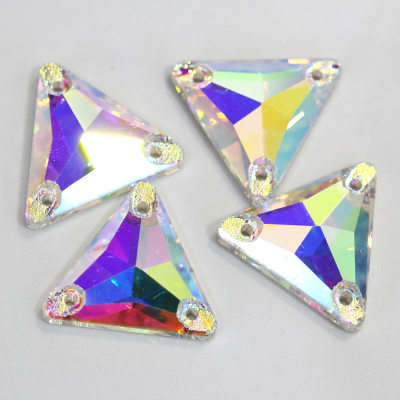 Factory wholesale K9 flat back 12mm triangle crystal sew on gems