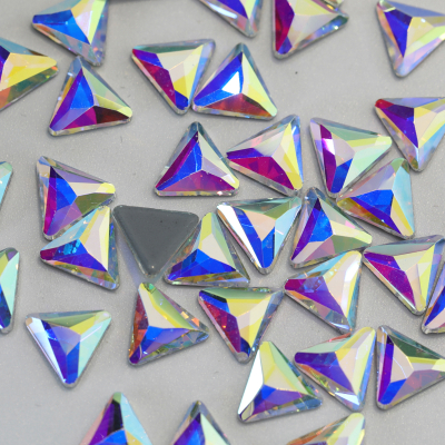 8# Multi Faceted Triangle Shape Hotfix Glass Rhinestones Strass Crystal