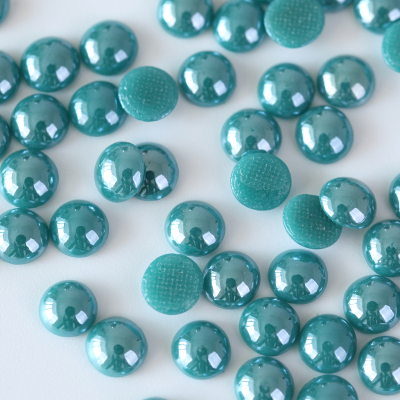 Emerald Half Round Ceramic Hot Fix Pearl Beads