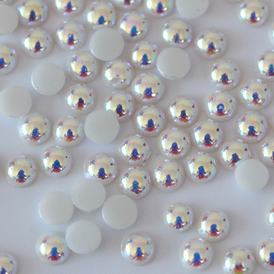 White AB Half Round Ceramic Hot Fix Loose Pearls for DIY Accossories