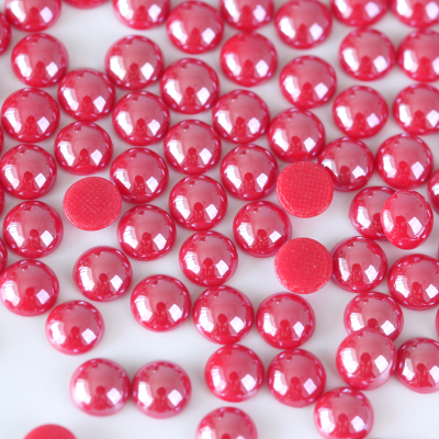 Red Loose Beads Clothing Accessories Ceramic Half Round Hot fix Stones