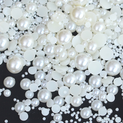 Wholesale White ABS Plastic Half Round Pearls Designs Bridal Wedding Dress