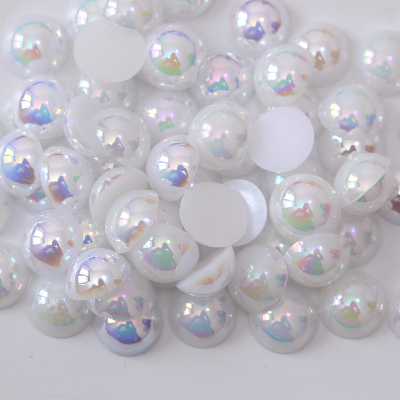 ABS Plastic White AB Half Cut Facets Pearl Decorative Beads for Jewelry Making