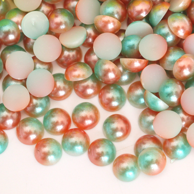 Plastic P73 Rainbow Round Shapes Half Cut Facets Nail Art Beads Designs Pearl Necklace