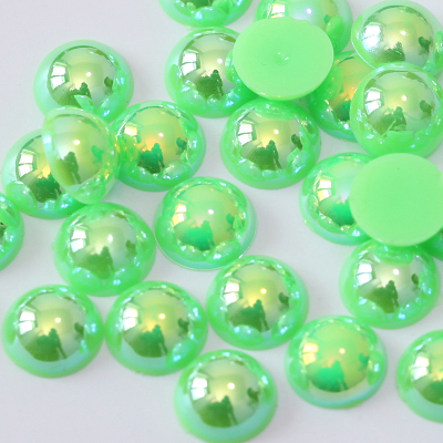 ABS Plastic Pearl P51 Light Green ABS Round Half Cut Facets Nail Strass Jewelry Necklace