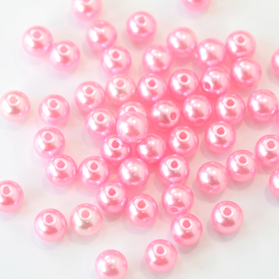 ABS Dark Pink Round Plastic Beads Designs Pearl Earrings