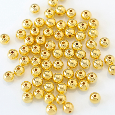 Plastic Beads with One Hole Mine Gold Round for Pearl Bracelet Accessories