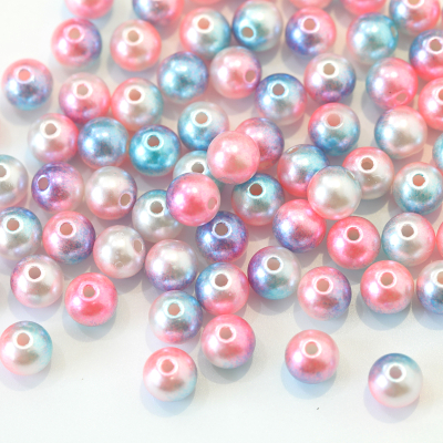 Rainbow series pearl with one hole plastic round beads for jewelry making