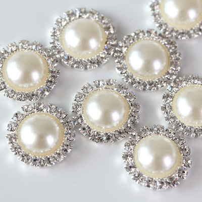 Wholesale Rice White Pearl Rhinestone Buttons Designs Vintage Style