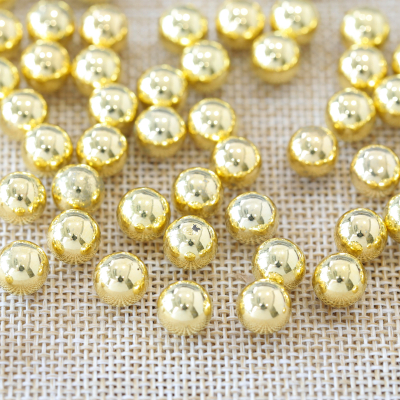 ABS Plastic Mine Gold Round Faux Pearl Beads in Bulk