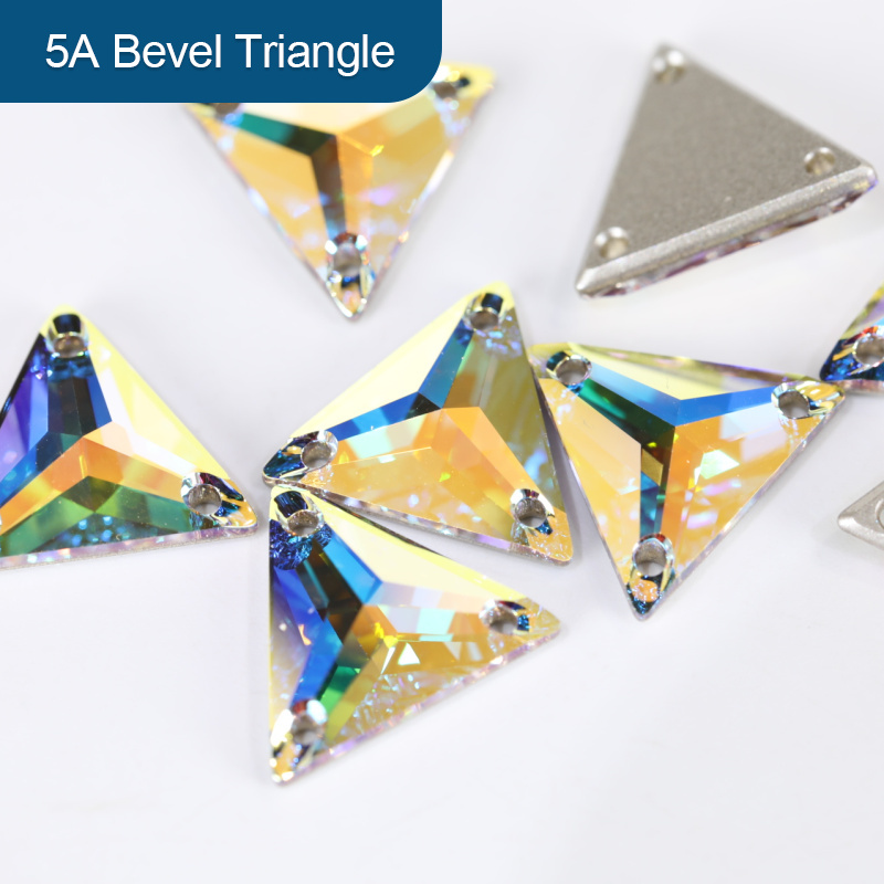 OLEEYA triángulo AAAAA bisel calidad de vidrio coser en diamantes de imitación colorido coser diamantes de imitación vestido de novia