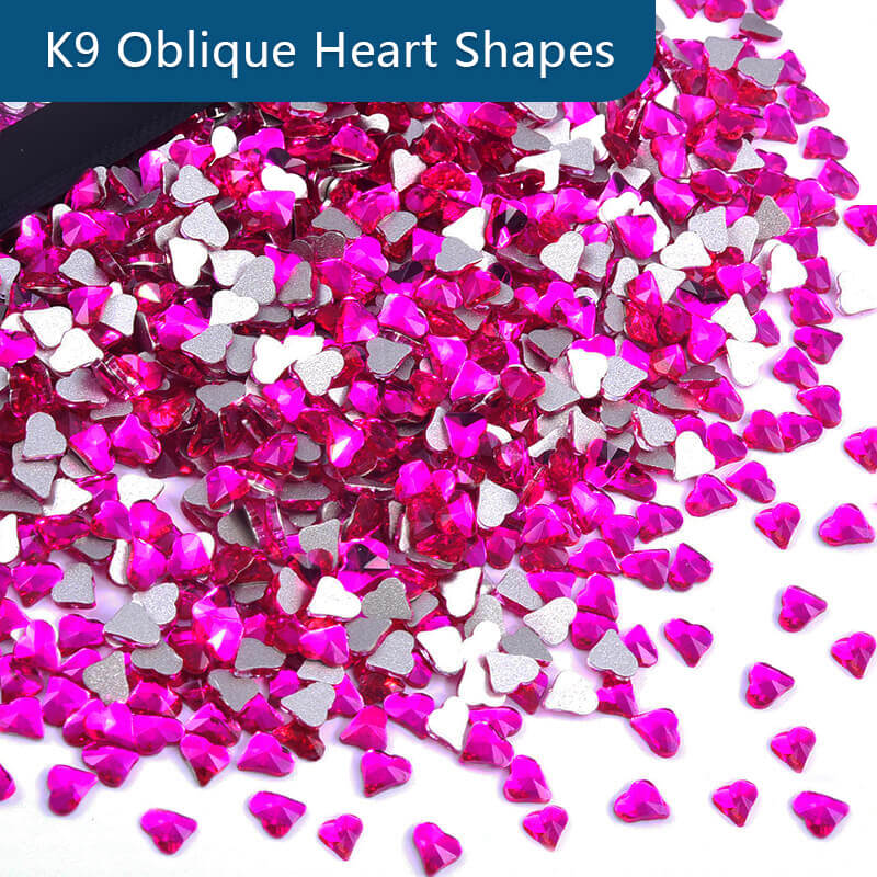 Cute Heart-Shaped Nail Charms Valentine's Day Bridal Nail Art with Pink Red Crystal Gems