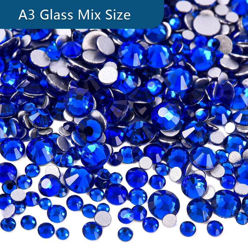 Mix Size Rhinestone Glass Beads 2028 Flatback Non Hotfix Rhinestones for Nails Art Decoration