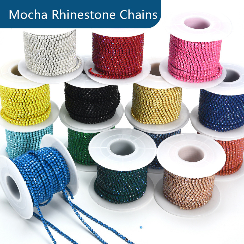 Wholesale SS6 SS12 Rhinestones Cup Chain Roll Multi Mocha Colors Rhinestones Trim for DIY Jewelry
